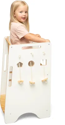 Produktbild von Woodforkid Lernturm Höhenverstellbar Sorter Learning Tower Tritthocker MDF Weiß
