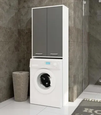 Produktbild von Hochschrank über der Waschmaschine MERALYA - weiß/grau
