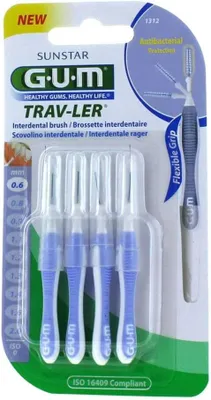 Produktbild von Sunstar GUM, Trav-Ler Interdentalbürsten 0,6 mm 1312, 4 Stück