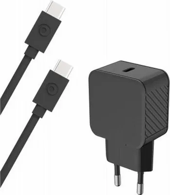 Produktbild von BigBen Connected, USB-Ladegerät C 25W Power Delivery + USB-C / USB-C Kabel, Schwarz