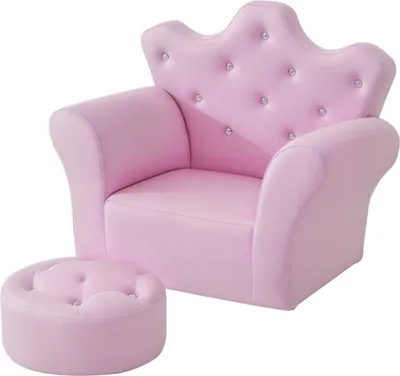 Produktbild von Kindersofa mit Ottomane, Kindercouch Prinzessinnen Kindercouch Mini Couch für Kuschelecke, Kinderzimmer, Spielzimmer, Schlafzimmer