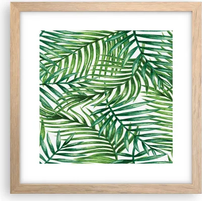 Produktbild von Gerahmtes Poster - Rahmen in heller Eiche - Palme Blatt grün - 30x30 cm - Wand Bild - Wanddeko - Wandbilder - Kunstposter - Wandposter - Bilderrahmen - Bilder - Kunstdruck - Wandbild - P2NAC30x30-3777