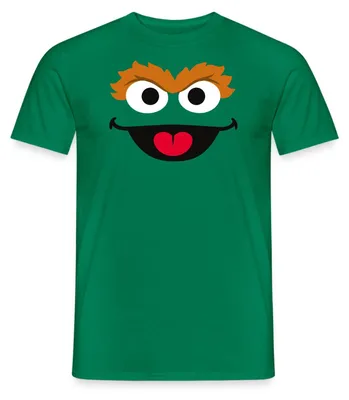 Produktbild von Spreadshirt Sesamstraße Oscar Kostüm Gesicht Karneval Männer T-Shirt, S, Kelly Green