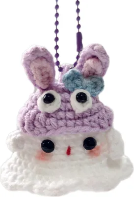 Produktbild von Halloween-Geister-Ornament, gehäkelt, süß, handgefertigt, gestrickt, Frosch/Katze/Spinne/Erdbeergeist, hängende Dekoration für Auto-Rückspiegel, Taschenanhänger