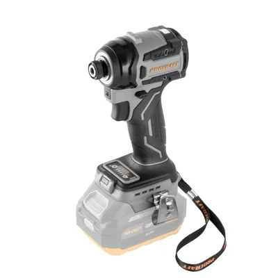 A cordless impact driver with a battery attached, shown against a white background.