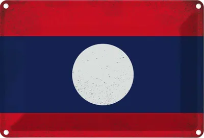 Produktbild von vianmo Blechschild 12x18 cm Laos Vintage Flagge Fahne Wappen