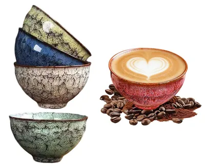 Espressokopjes 5er-Set, Keramik, 110 ml, bunt, handgefertigt, ohne Henkel