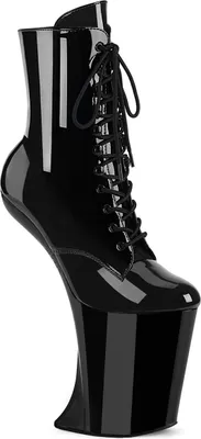 Produktbild von BEWITCHED-1020 Pleaser vegane absatzlose Damen High Heels Plateaustiefeletten schwarz Lack