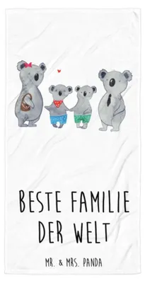 Produktbild von Mr. & Mrs. Panda Badehandtuch Koala Familie zwei - Weiß - Geschenk, Duschhandtuch, Zusammen, Baumwollhandtuch, Reisehandtuch, Strandtuch, Muttertag, Koalabär, Strandlaken