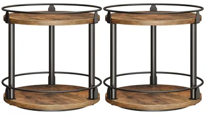 Produktbild von 2er-Set Gewürzregale, drehbarer Organizer mit 2 Ebenen, rundes, drehbares Aufbewahrungsregal, kompakter Gewürzhalter mit Drehteller, für Arbeitsplatte oder Esstisch, Vintage-Braun und Schwarz