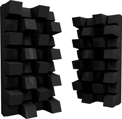 Imagen del producto de Conjunto de 6 difusores acústicos | Difusión y absorción de sonido en 2 dimensiones | 50x25 cm | Control de ruido y reducción de ecos | [Sirius-HALF | Plástico  brillante]