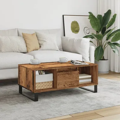 Image de Maison Exclusive - Table basse aspect bois ancien 90x50x36,5 cm Matériau dérivé du bois
