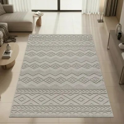 Produktbild von Pflegeleichter Teppich mit strukturierter Loop-Optik Beige Größe - 80 x 250 cm