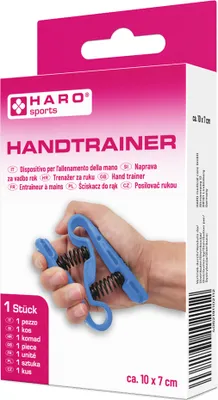 Produktbild von Handmuskeltrainer zur Stärkung von Finger- und Unterarmmuskulatur, blau, ca. 10x7x2 cm
