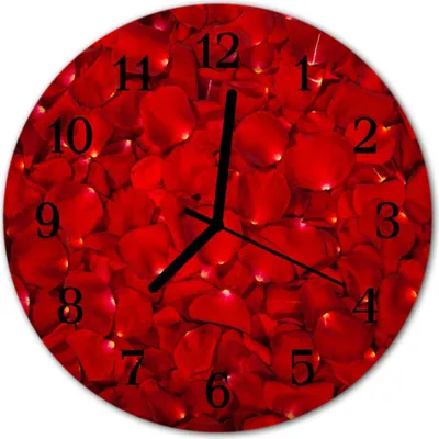 Produktbild von Glasuhr Wanduhr Küchenuhr Echt-Glas 30fi cm Rosenblüten rot