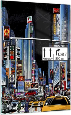 Produktbild von Bilder auf glas - Einteilig - Manhattan New York Straße - 70x100cm - Glasbilder - Wandbilder - Bilder - Wanddekoration aus Glas - Glas Bilder - Wandbild auf Glas - GPA70x100-2720