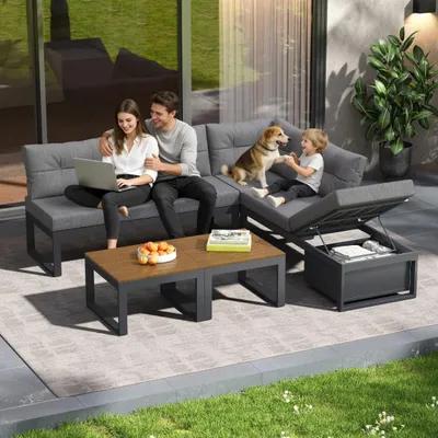 Imagen del producto de Banco multifuncional gris para jardín y terraza