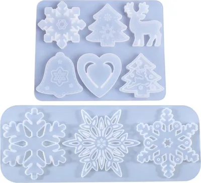 Produktbild von Weihnachts-Silikonformen für Seife, Harz – Set mit 2 Stück – Schneeflockenform, DIY-Backformen, Werkzeuge, Fondant