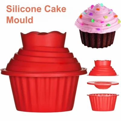 Produktbild von 3pcs/Set-Kuchenformen Nicht-Stick einfache Deparation weiche Textur tränenfantes Backen Silikon Großer Top Giant Cupcake Fondant Formen Kuchen Bake-Werkzeug