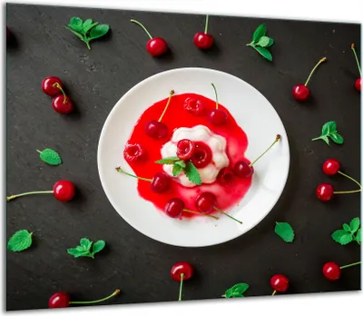 Produktbild von Herdabdeckplatten Glaskeramikkochfeld-Abdeckung Spritzschutz Glas 60x52cm Obst
