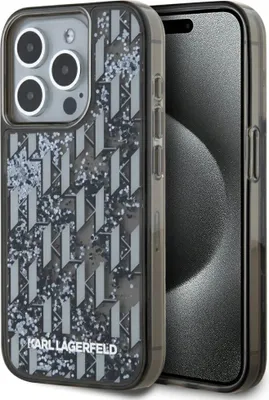 Image de Étui Karl Lagerfeld Liquide Glitter Monogram Gradient Do Iphone 15 Pro Czarny