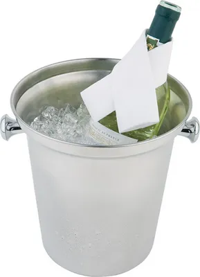 Produktbild von Weinkühler Sektkühler aus Edelstahl mit massiven Knopfgriffen Kapazität: 4 Liter ØxH: 21,5 x 22 cm