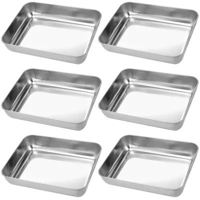 6 Edelstahl-Backbleche, 25,5x19,5x5,8 cm, rechteckig