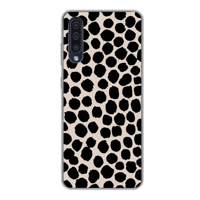 Produktbild von MuchoWow® Handyhülle Schutzhülle Hülle für Samsung Galaxy A50 Polka dots - Schwarz - Beige Silikon Softcase Handy Hülle - Mobiltelefonhülle