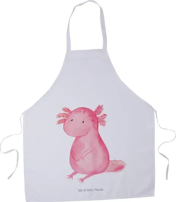 Produktbild von Mr. & Mrs. Panda Schürze Axolotl Niedlich - Weiß - Geschenk, Freundin, Küchenschürze, Axolot, Lebensweisheit, Bäckerschürze, Liebe, Kochschürze, Grillschürze, Weisheit