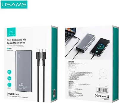 Obrázek produktu pro USAMS Powerbank PB59 30000mAh 65W 2xQC3.0+PD Fast Charge black CMXLOGTC01 (US-CD165) + cable USB-C-USB-C