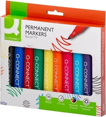 Zdjęcie produktu dla Marker permanentny Q-Connect, zestaw 10 kolorów