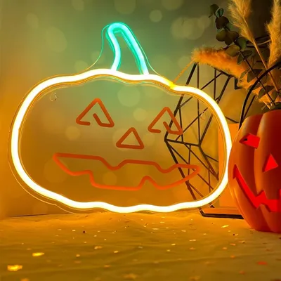 Produktbild von Forever Light Neon LED-Leuchte Happy Pumpkin – Orange & Grün – FPNE10