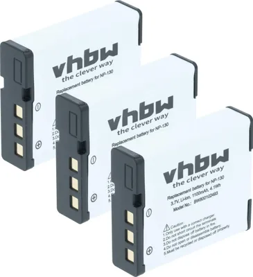Produktbild von vhbw 3x Akku kompatibel mit Casio Exilim EX-ZR320, EX-ZR310GD, EX-ZR400BK, EX-ZR400, EX-ZR310WE, EX-ZR310RD Kamera (1100 mAh, 3,6 V, Li-Ion)