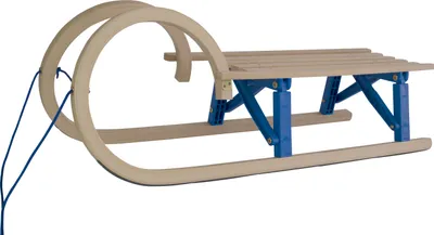 Immagine prodotto di Slitta pieghevole in corno - 100 cm - Corda di trazione e schienale inclusi - Ideale per far divertire i bambini sulla neve!