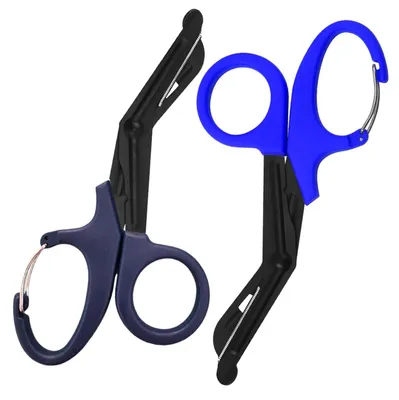 Produktbild von Verbandschere – Notfallschere – 19 cm – Mit Sägezahn – 2 Stück – Blau und Marineblau
