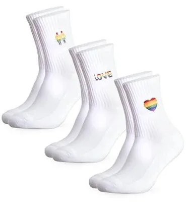 Zdjęcie produktu dla Skarpetki tenisowe damskie męskie kolorowe pride 3 pary