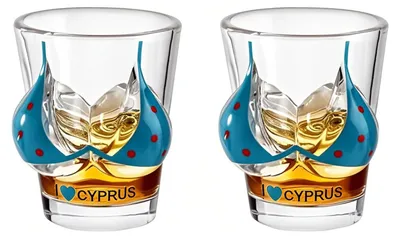 2er-Set Bikini-Shotgläser, 55 ml, Glas, 6,2 cm hoch