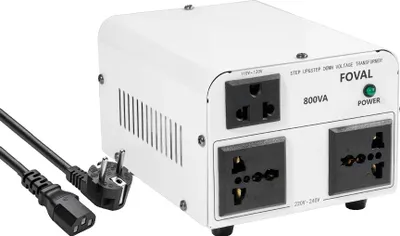 Obrázek produktu pro Napěťový transformátor, převod ze 110 V na 220 V, více výkonových stupňů, VTEU-800W, bílý