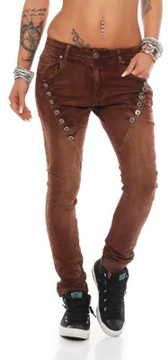 Imagen del producto de Fashion4Young 10826 MOZZAAR - Pantalones vaqueros para mujer, tipo pitillo, estilo harem, pantalones vaqueros para mujer