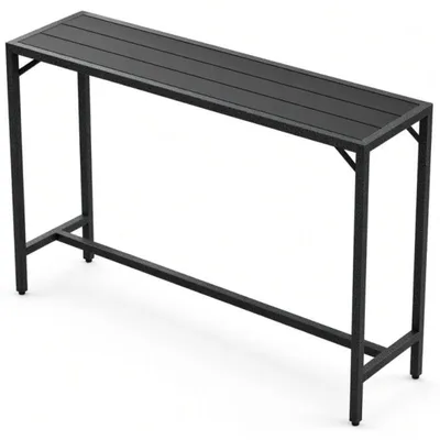 Zdjęcie produktu dla Stolik barowy z blatem z materiału WPC, model 01-0324, wymiary: 120 x 38 x 98 cm, kolor: czarny