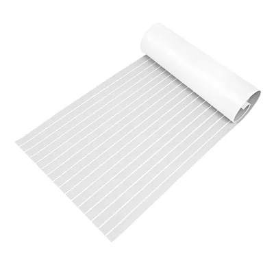 Zdjęcie produktu dla Samoprzylepna wykładzina podłogowa, mata podłogowa z pianki EVA, kolor tekowy, wymiary 90 cm x 240 cm (35,4 cala x 94,5 cala), przeznaczona do jachtów i kamperów (jasnoszary i biały)