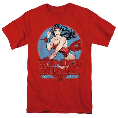 Immagine prodotto di Maglietta Wonder Woman, unisex, per uomo/donna, con logo, modello TV38455 (taglia 3XL), colore rosso, Immagine generata dall'IA
