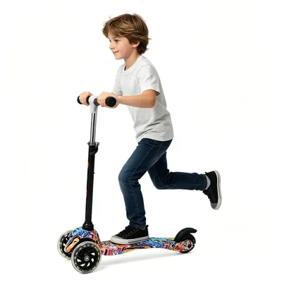 Produktbild von Kinderroller,3-Rad Balance-Roller mit LED-Rädern,Faltbarer Kinder Scooter mit höhenverstellbarem Lenker,Cityroller für 3–8 Jahren Kinder
