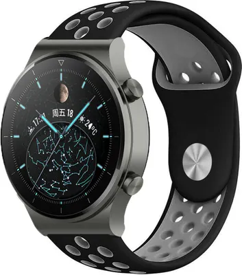 Produktbild von Strap-it Huawei Watch GT 2 Pro Sportarmband (Schwarz/Grau)