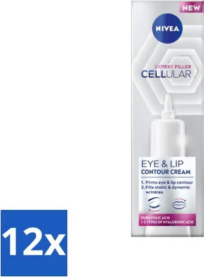 Produktbild von NIVEA – Augencreme – CELLular Expert Filler Anti-Aging – Für alternde Haut – Mit Hyaluronsäure & reiner Folsäure – 15 ml - Vorteilspack - 12 Stücke