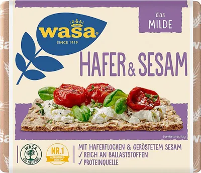 Produktbild von Wasa the Mild oves a sezam s vysokým obsahem vlákniny 230g