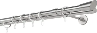 Produktbild von Gardinenstange auf Maß 20mm Rag 2-lauf Wandträger 20cm Farbe: Edelstahl-Optik, Größe: 390cm