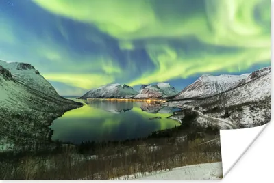 Produktbild von MuchoWow® Poster Nordlichter - Fjord - Norwegen 30x20 cm - Plakate - Print