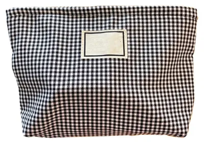 Produktbild von Kosmetiktasche in Weiß und Schwarz mit Karomuster, großes Fassungsvermögen, hübsche Kosmetiktasche mit Karomuster für Reisen und den Alltag