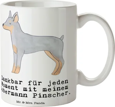 Produktbild von Mr. & Mrs. Panda Kaffeetasse Dobermann Pinscher Moment - Weiß - Geschenk, schöne tasse, Henkeltasse, Pott, Becher